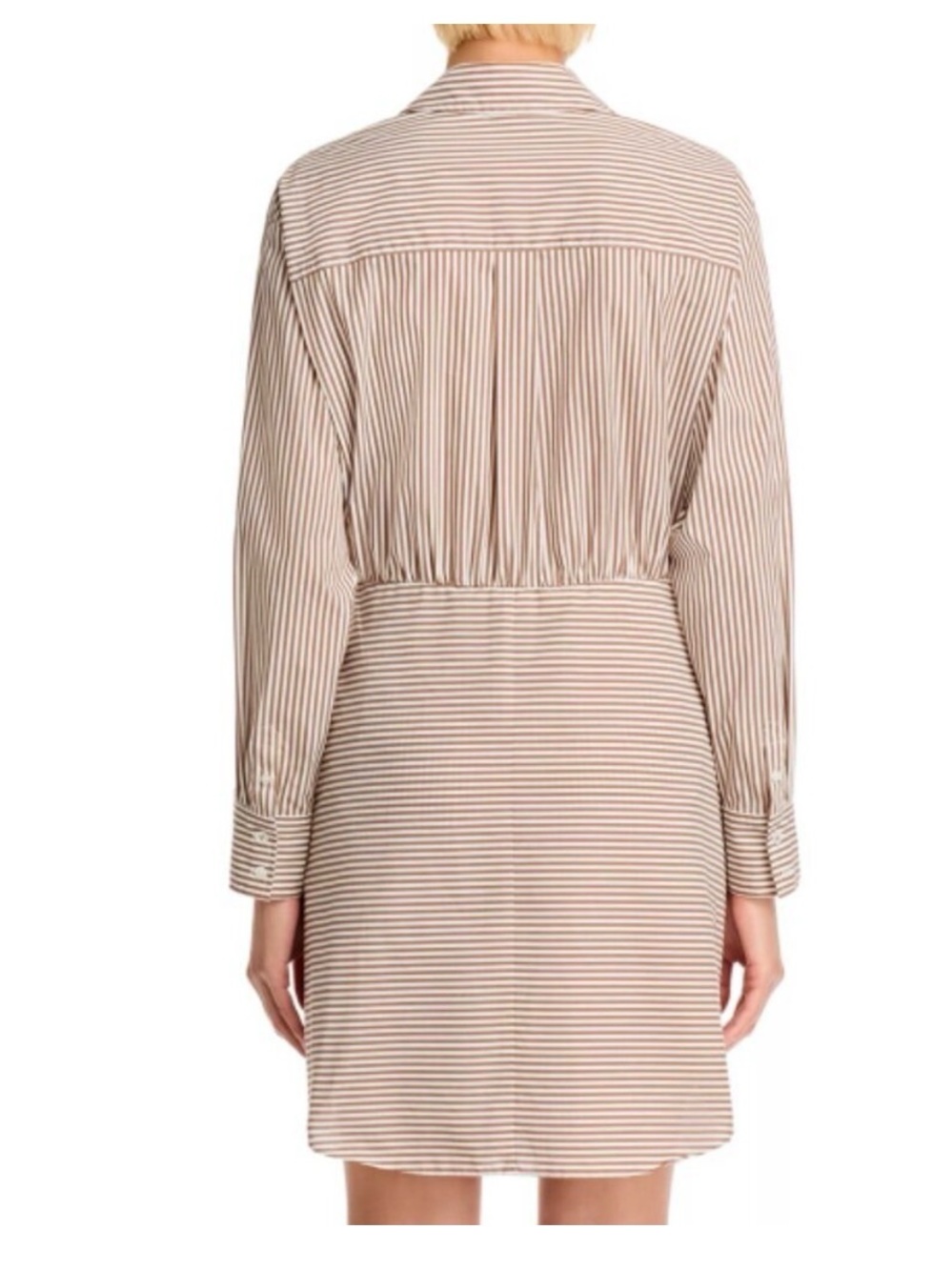 Veronica Beard Beige and White Striped Tie-Front Shirt Dress Size 4 - Picture 5 of 15